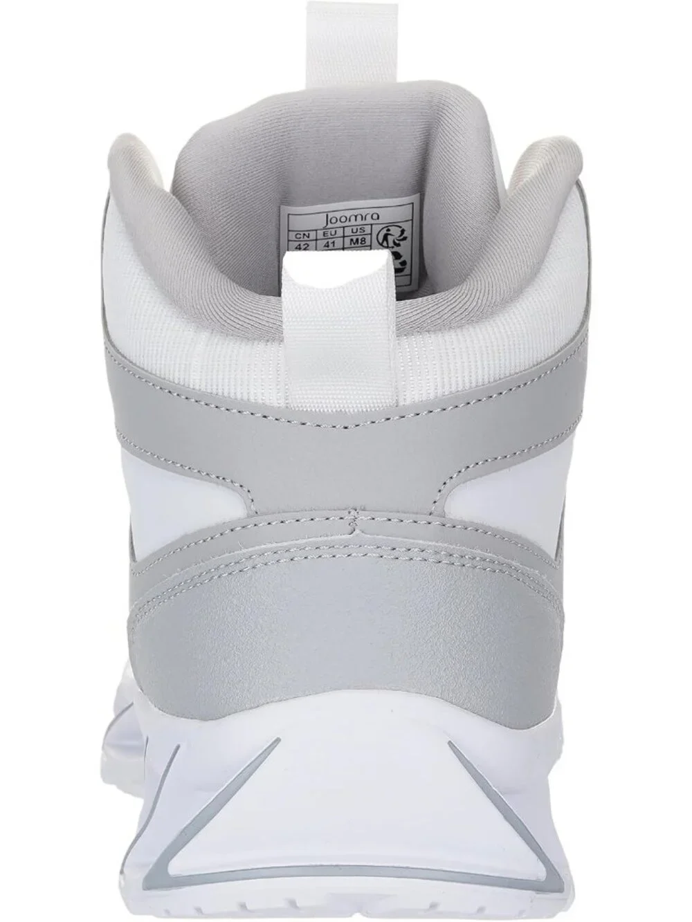 Joomra Men's Grey White Rubber Leather High Top Athletic Inspire Lace Up Sneaker